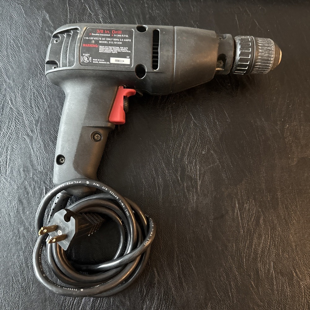 Sears Craftsman 3/8 Inch Drill Corded Variable Speed Reversible | Made In USA.